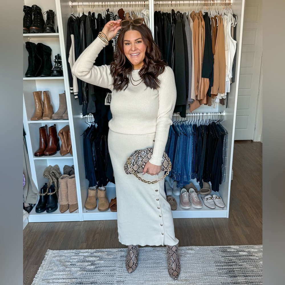 Eloquii Maxi Sweater Skirt With Button Down Placket